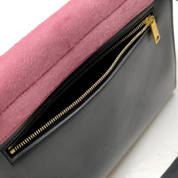 Authentic CELINE Trapeze pony hair Pink Calf Leather Hand Bag mn715-112525 - Picture 10 of 16